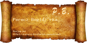 Perecz Boglárka névjegykártya